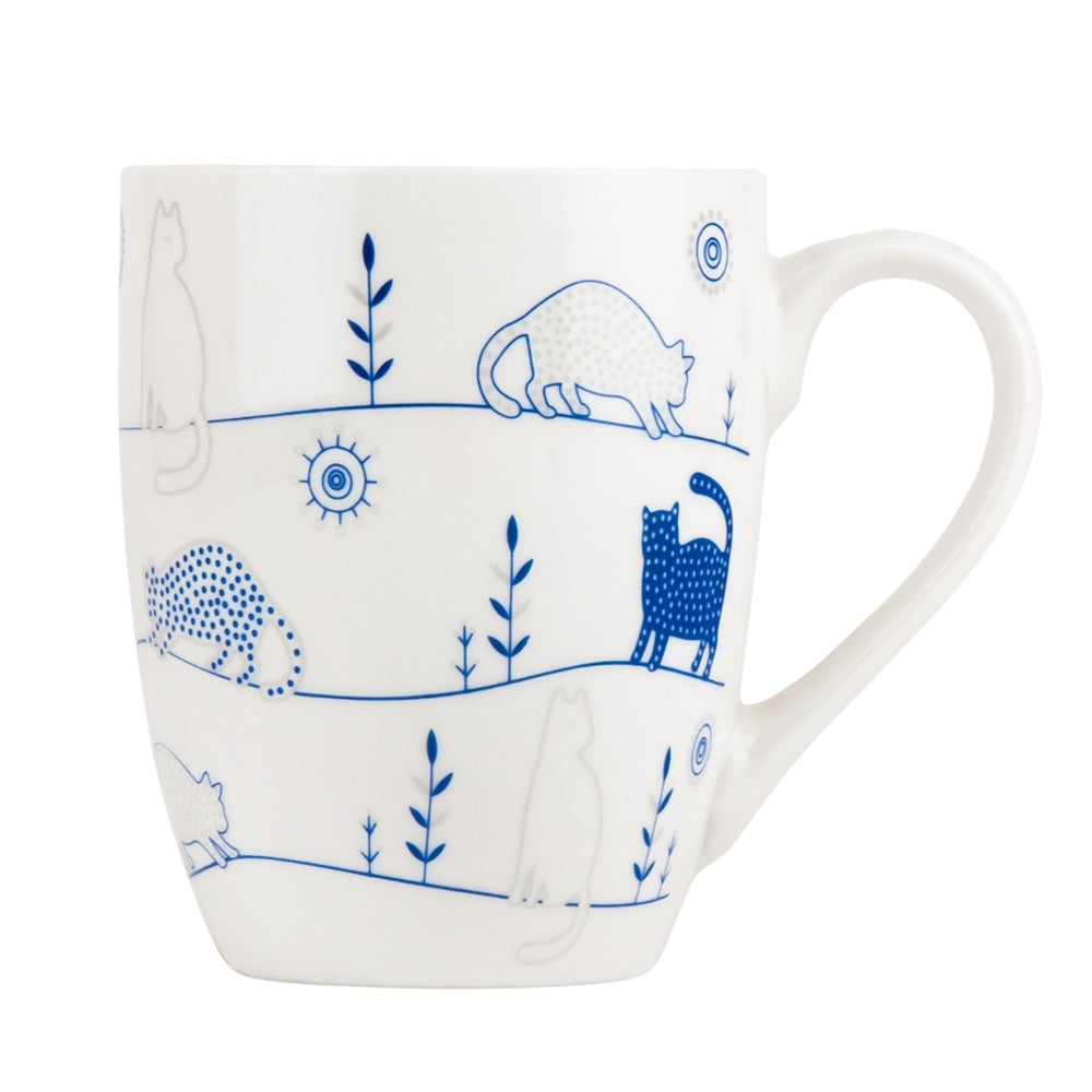 MHOME Coffee Mug Set Blue Cat -4pc Set