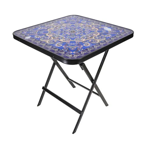 MFurn Foldable Square Glass Table 60X60cm  With Decorative Top