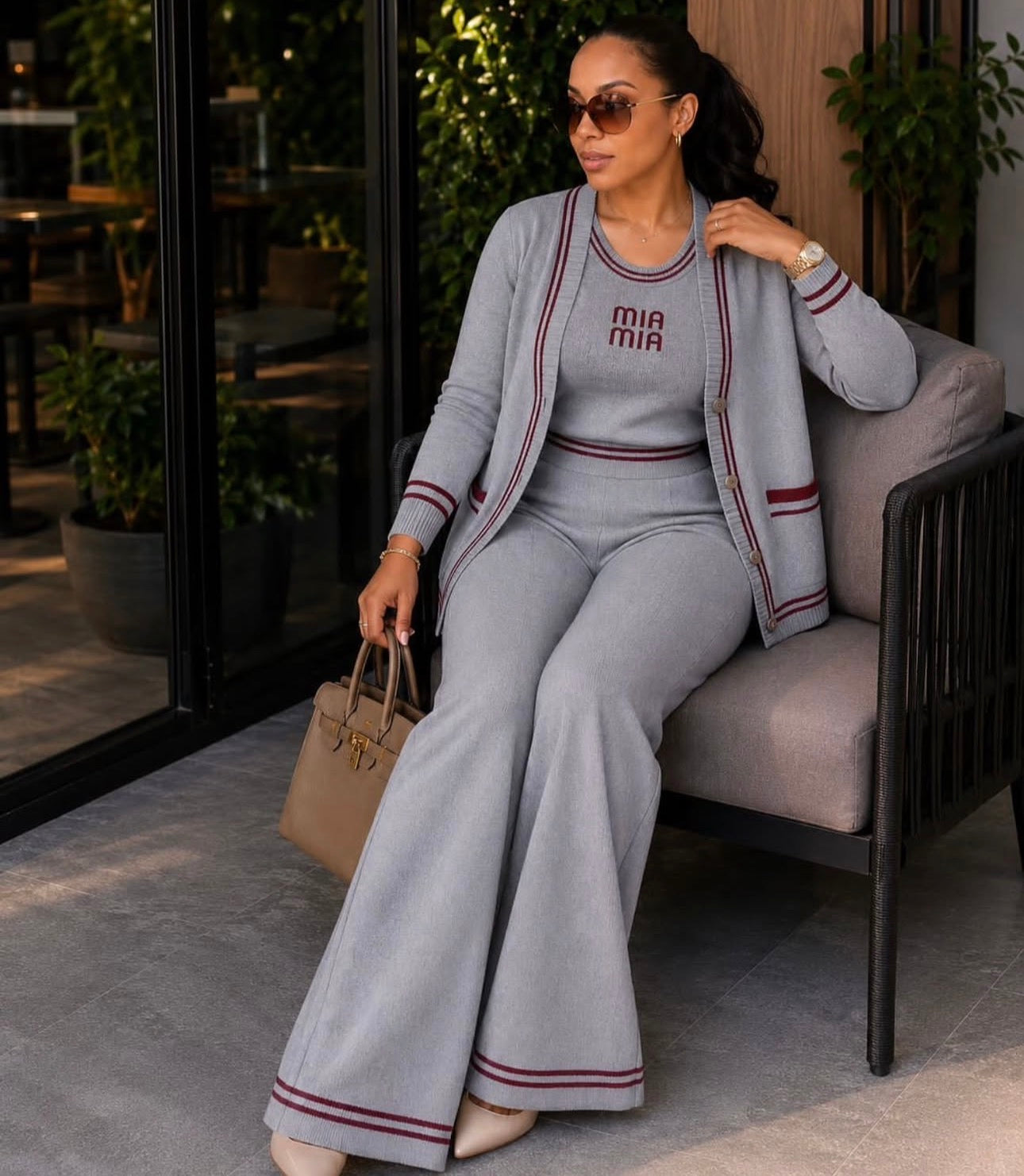 Ladies Trendy Knitted Tracksuit 3pc -Various Colours