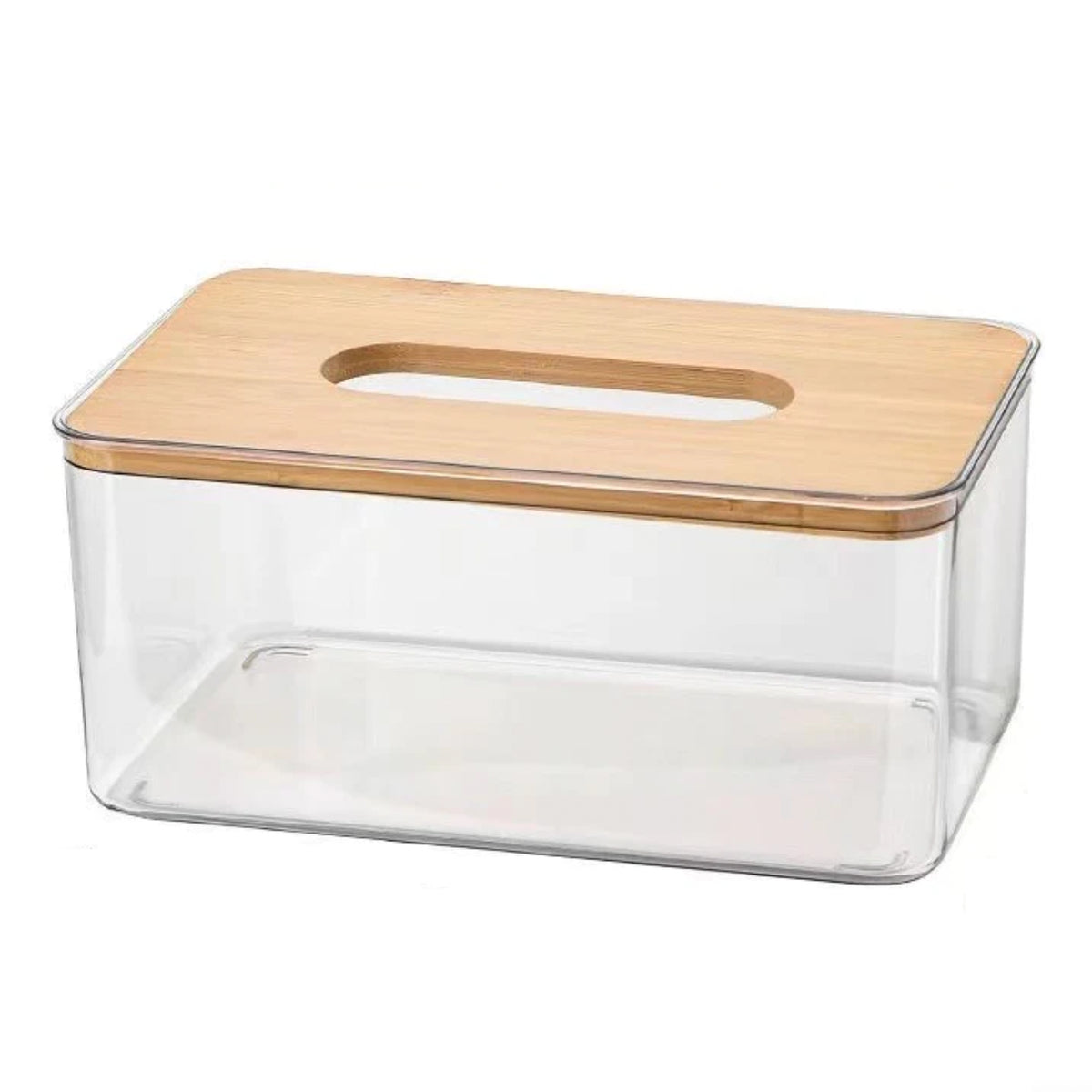 MHome Acrylic Tissue Box with Natural Bamboo Lid