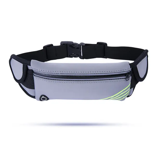 Unisex Mini Waist Bag – Reflective Running Belt with Bottle Holder & Secure Zipper