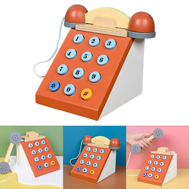 Simulation Telephone WoodenToys Interactive Kindergarten Early Edcuation Toy,Role Play Pretend Phone For Toddlers