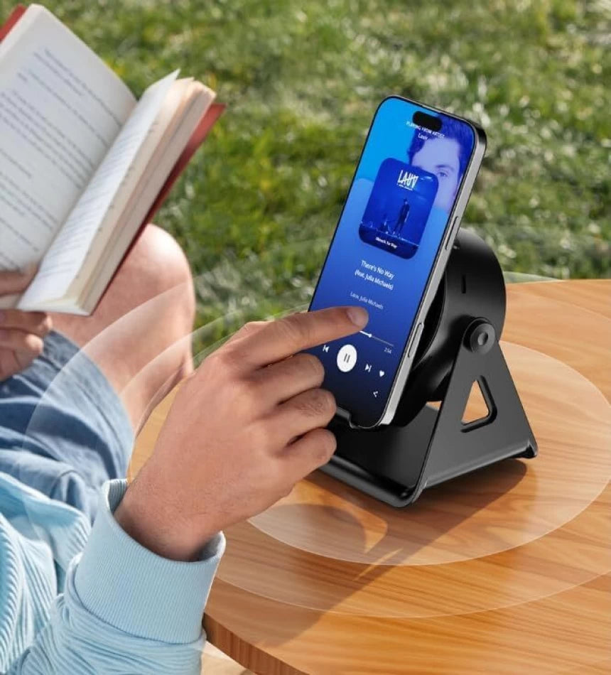 MTech Wireless Inductive Bluetooth Speaker, 4-in-1 RGB Lighting 360 Degree Rotating Phone Holder, Extra Long Standby Time, Support iOS and Android, Home Office