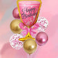 5 Set Happy Birthday Wine Glasses Foil Balloons Bouquet