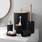 MHome 6Pc Bathroom Accessory Set With Wooden Lid – Modern Bathroom Décor Essentials