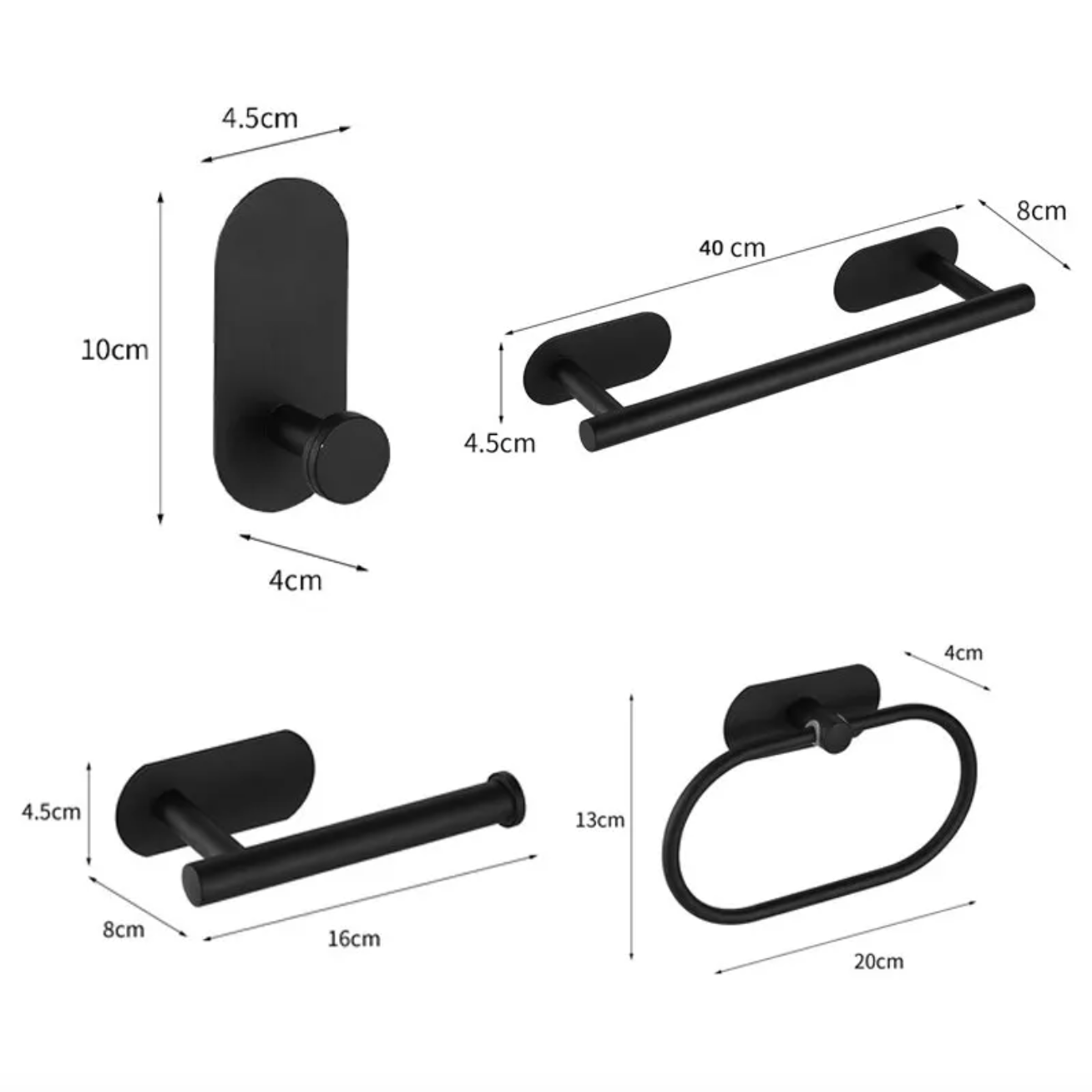 MHome 4-Piece DIY Self-Adhesive Bathroom Accessory Set – Modern & Hassle-Free