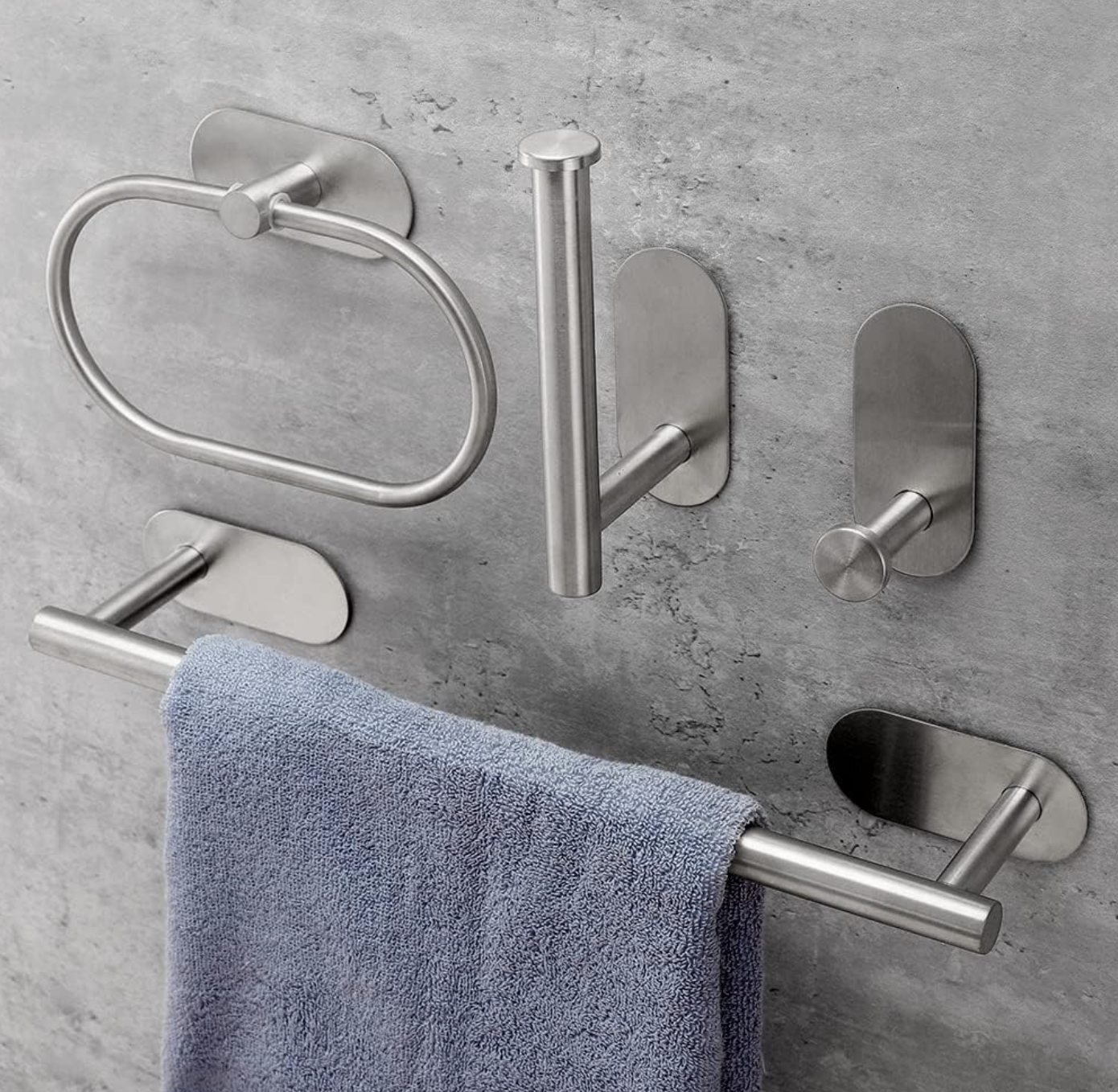 MHome 4-Piece DIY Self-Adhesive Bathroom Accessory Set – Modern & Hassle-Free