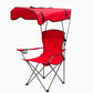Tent Folding Chair With Sun Canopy – Portable Shade Camping Chair for Outdoor, Beach & Sports - Red Only
