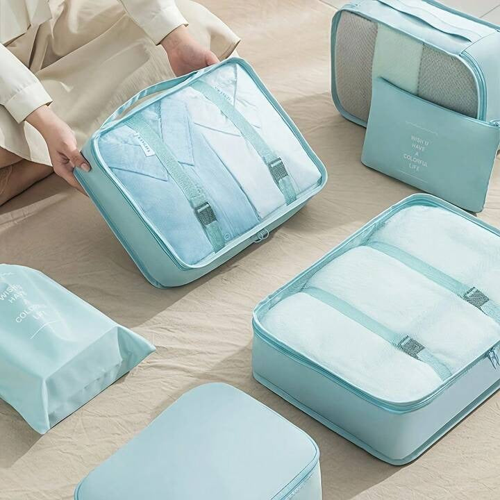 MHome 7-Piece Travel Organizer Set – Waterproof Packing Cubes for Clothes, Shoes & More