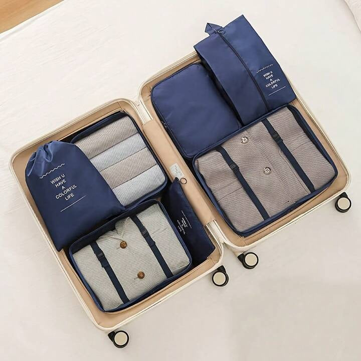 MHome 7-Piece Travel Organizer Set – Waterproof Packing Cubes for Clothes, Shoes & More