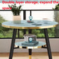 Round Coffee Table, 2-Tier Side Table Living Room, End Table Round with Storage, Modern Drink Side Table 2pc Set- Various Options