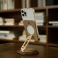 MTech 360° Aluminium Phone Holder Stand with Wood-Look Base – Adjustable & Stylish