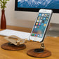 MTech 360° Aluminium Phone Holder Stand with Wood-Look Base – Adjustable & Stylish