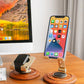 MTech 360° Aluminium Phone Holder Stand with Wood-Look Base – Adjustable & Stylish