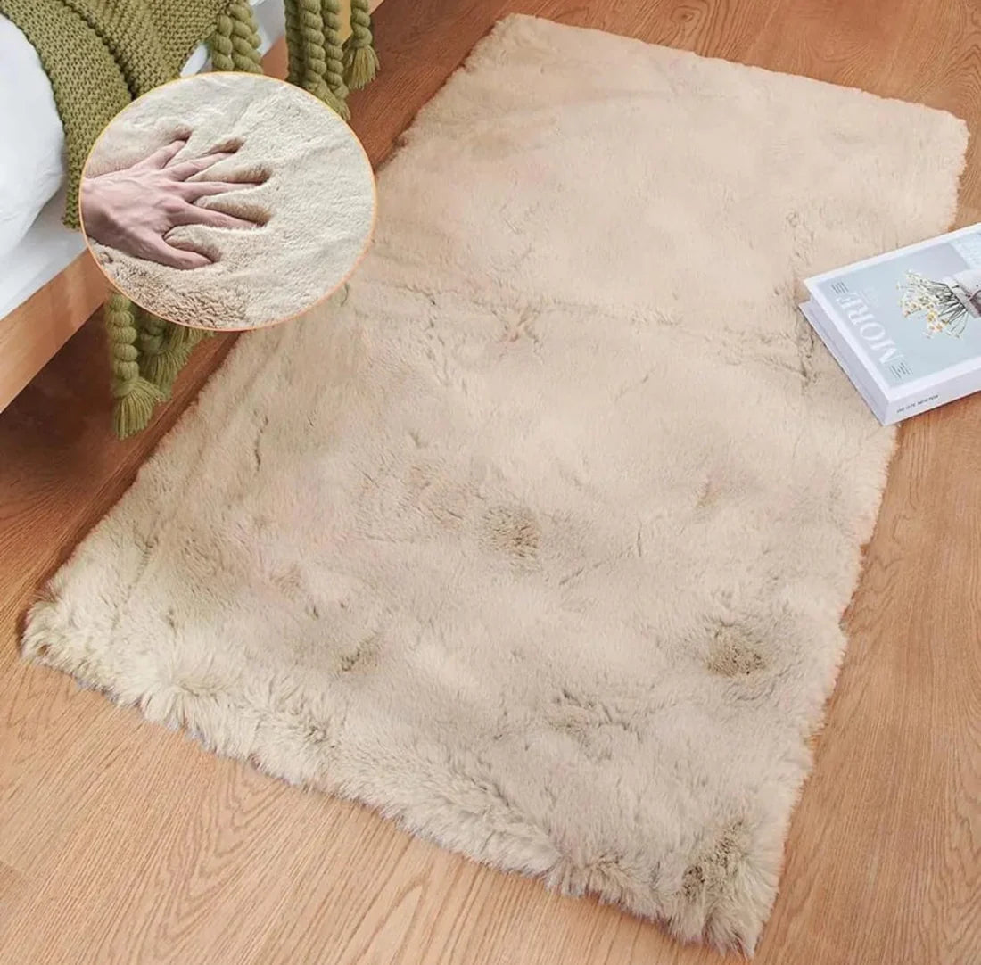 MHome Super Soft Faux Fur Shaggy Rug – Fluffy Anti-Skid Carpet Mat for Bedroom, Living Room & Entrance