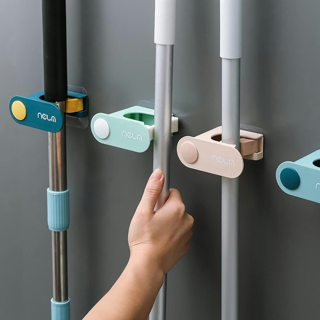 Self-Adhesive Wall-Mounted Utility Holder – Mop, Broom & Tool Organizer Clip