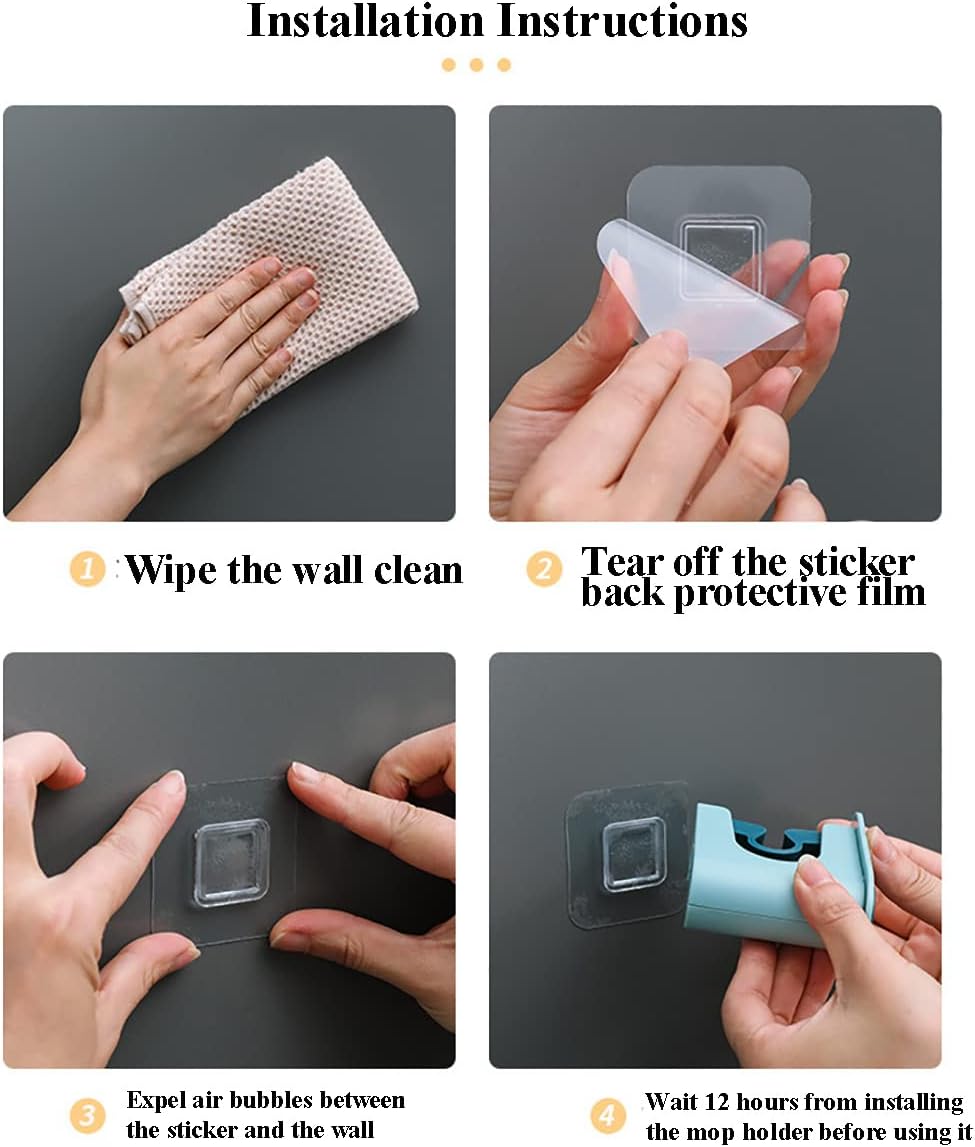 Self-Adhesive Wall-Mounted Utility Holder – Mop, Broom & Tool Organizer Clip