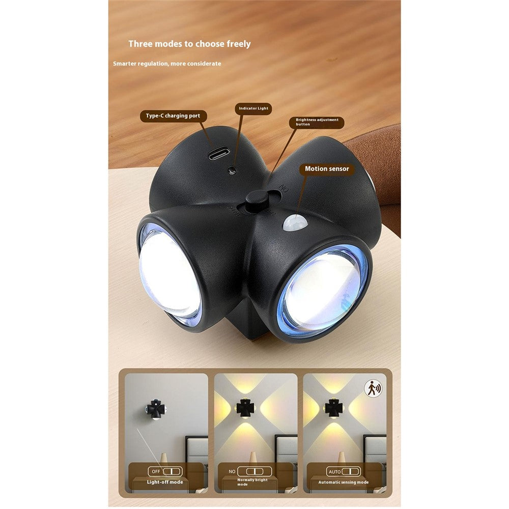MHome Rechargeable Magnetic Motion Sensor Wall Light, Type-C, 3 Modes