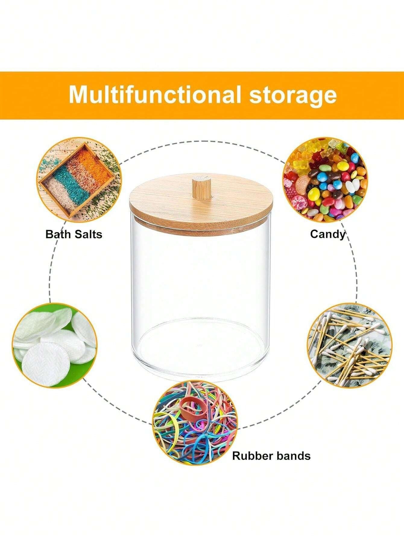 MHome 3-Piece Acrylic Cosmetic Dispenser & Holder Set with Bamboo Lids