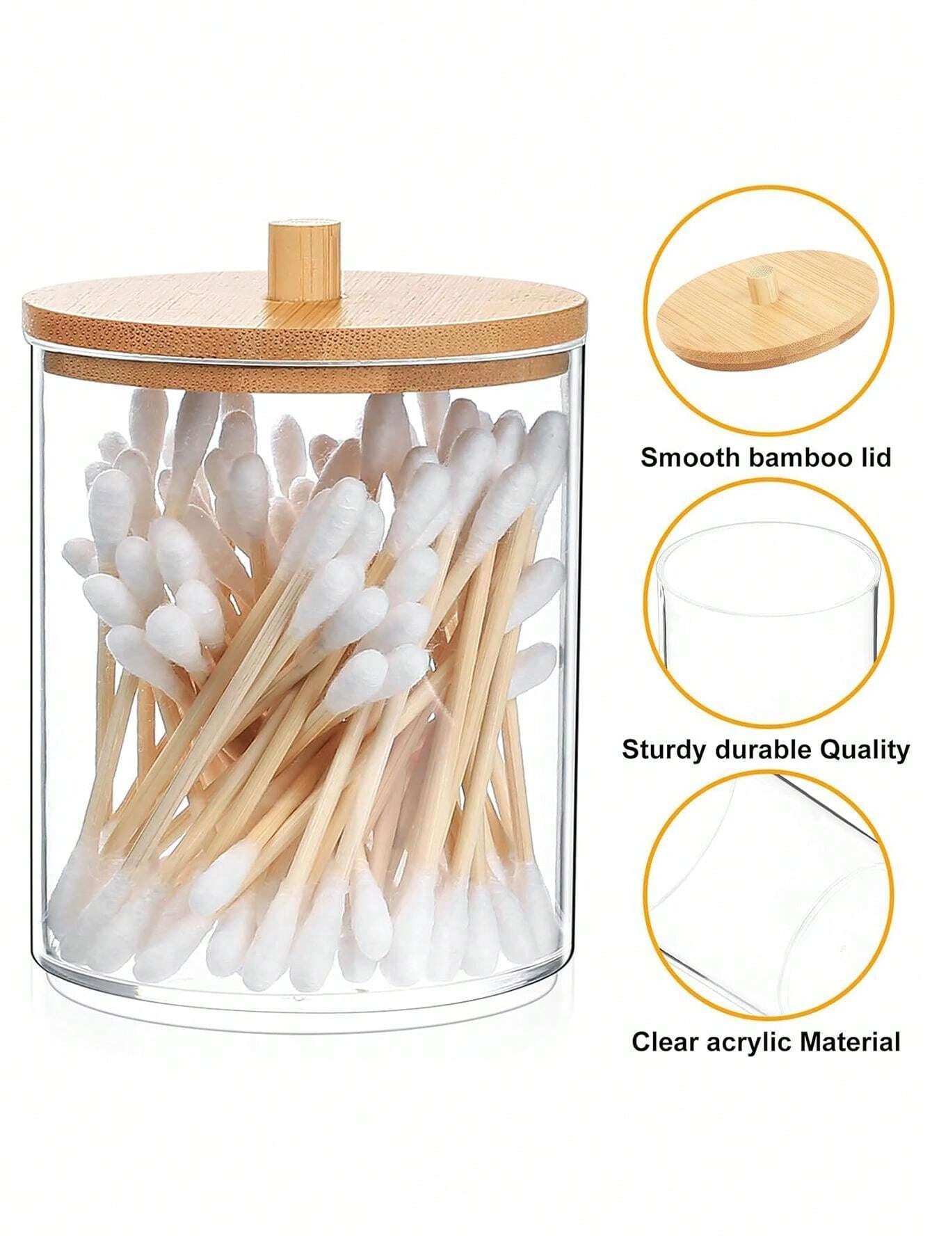 MHome 3-Piece Acrylic Cosmetic Dispenser & Holder Set with Bamboo Lids