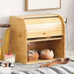MHome Two-Layer Bamboo Bread Box – Adjustable Roll-Top Bread Storage Organizer