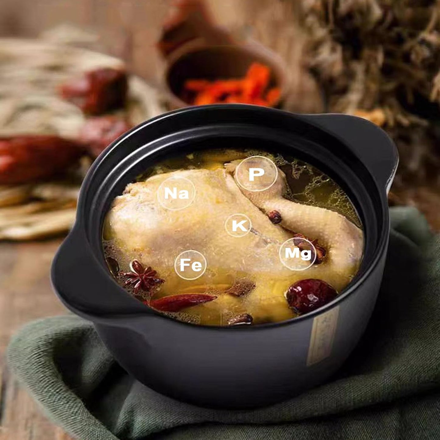 MHome  Ceramic Casserole, With Lid Ceramic Pot,Heat-Resistant Round Stew,Soup Pot-4L