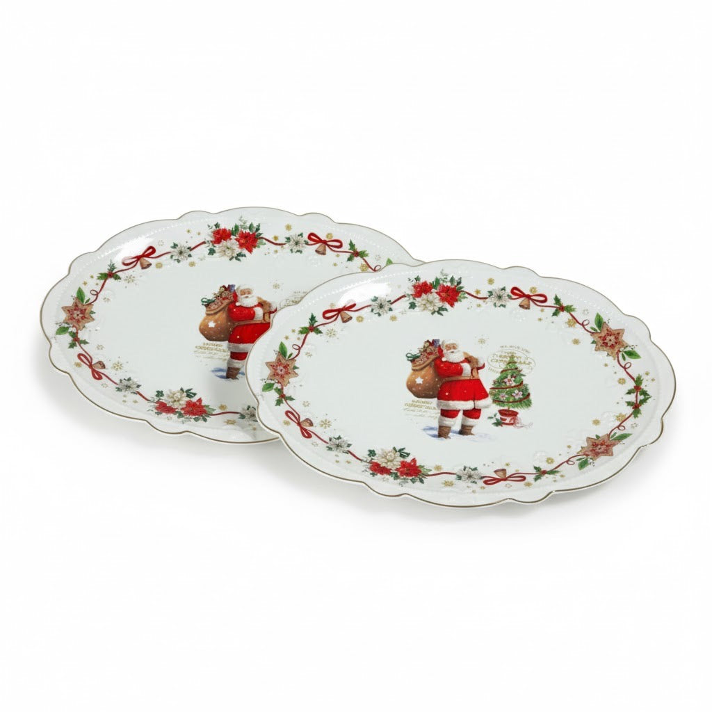 MHome Christmas Feast Set of 2 Piece Oval Plates