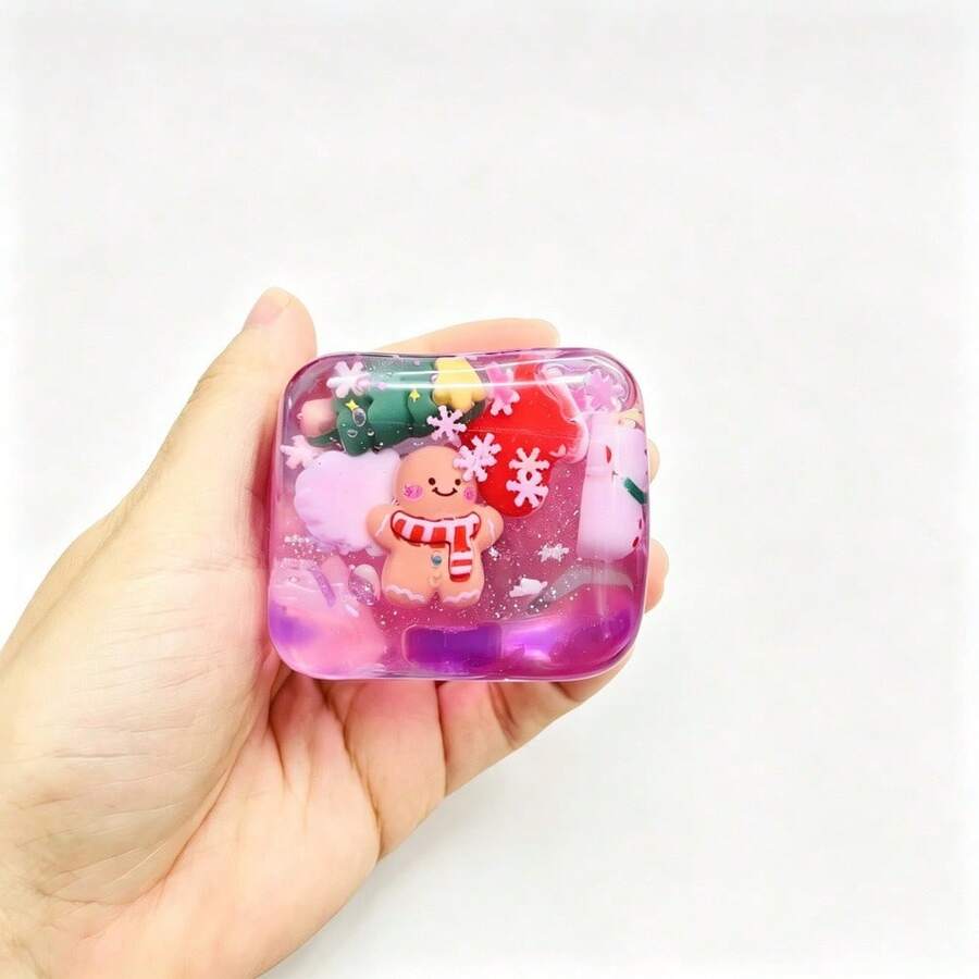 Christmas Ice Cube Squishy Toys, Festive Squeeze Fidget with Holiday Figures