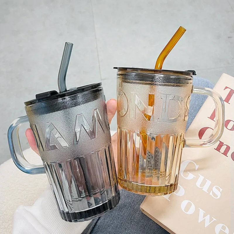 Tumbler Mug with Lid and Straw