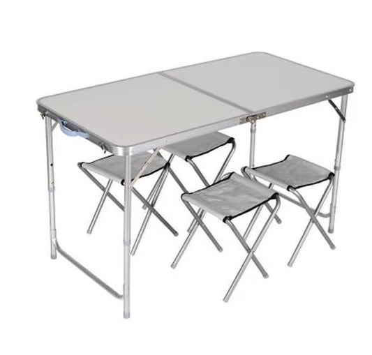 MHome Folding Camping Table With 4 Chairs Set 120x60cm