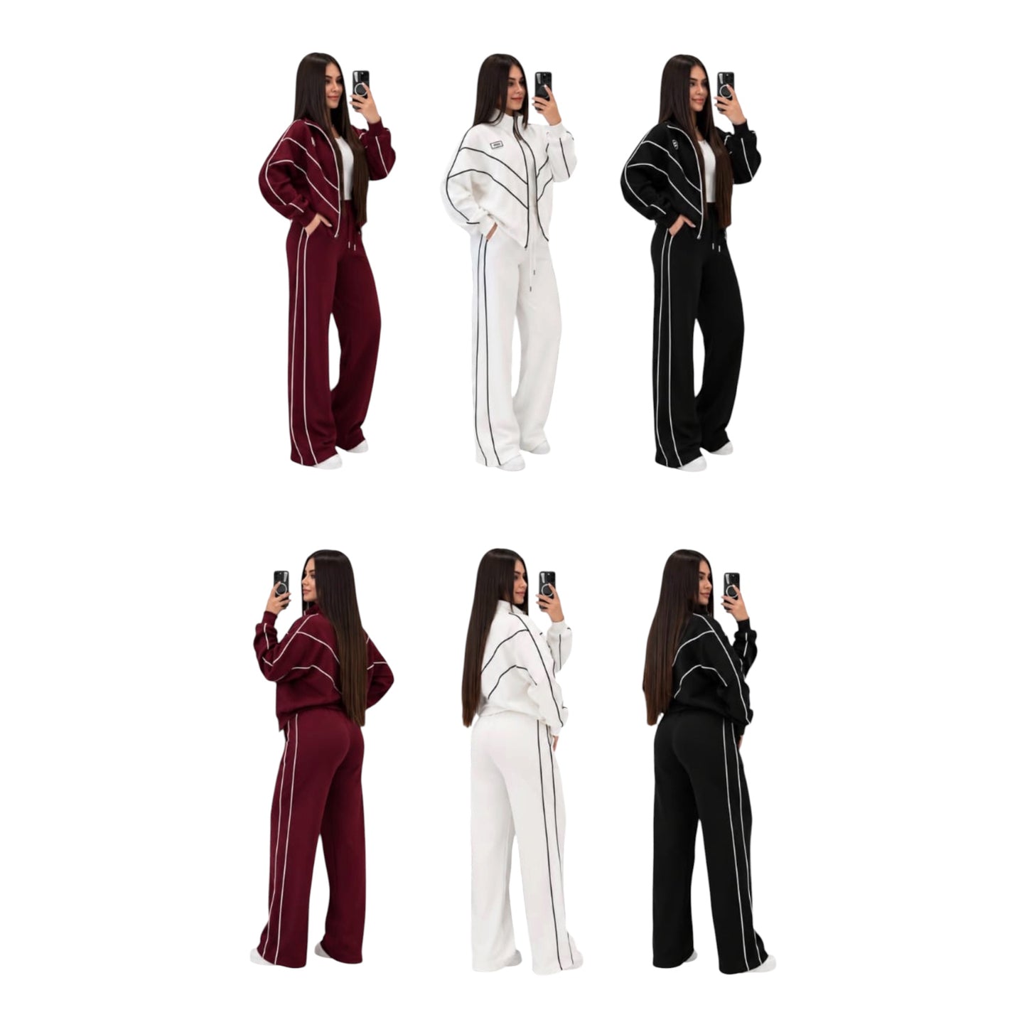 Ladies High Neck Zip-Up Tracksuit-Various Colours