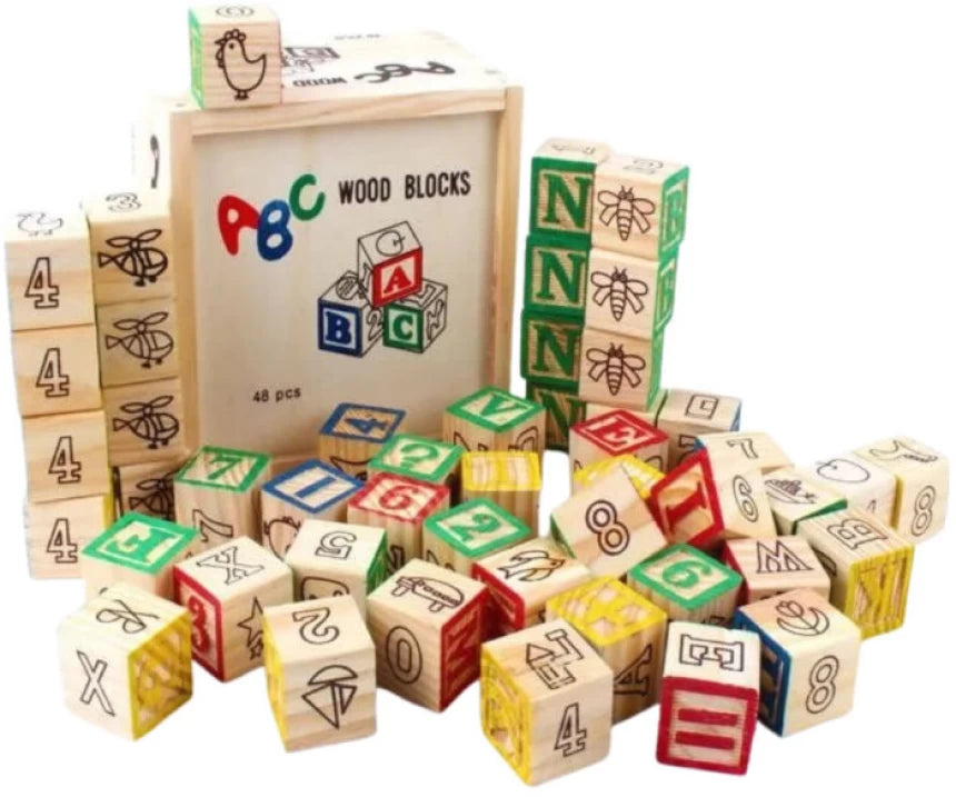 Education Wooden ABC Blocks 48pc Set – Megamall Online Store