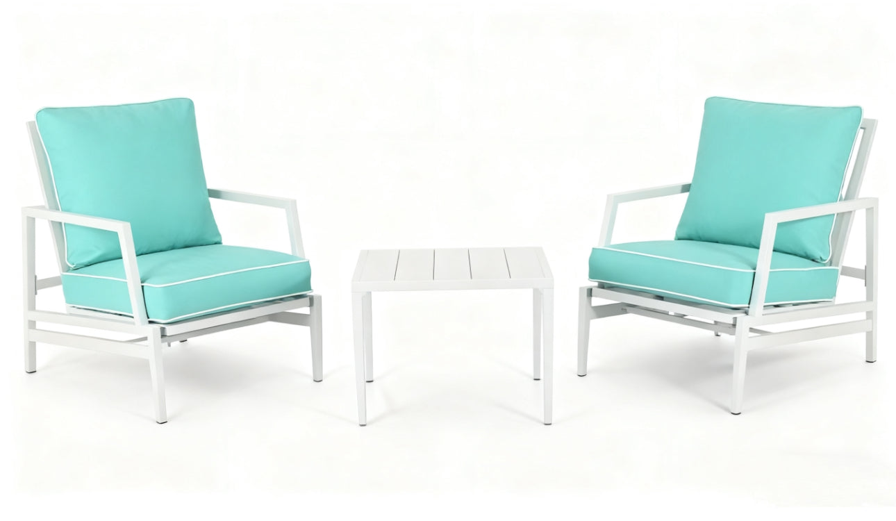 MFurn Daphne 3pc Aluminium Patio Sofa Set with Side Table – Various Colours