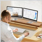 MFURN Dual Monitor Stand Riser, 39 Inch Extra Long Wooden Desktop Monitor Riser with Storage for 2 Monitors Ultra Strong Desk Shelf Organizer Riser Ergonomic for 2 Screens/Laptop/PC/TV/Printer