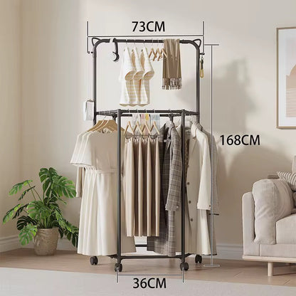 MHome Multifunctional Double Rotating Clothing Rack With Wheels