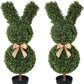 Artificial Bunny-Shaped Topiary Tree 35'' UV-Resistant Faux Boxwood Topiary Plant for Porch Decor or Indoor