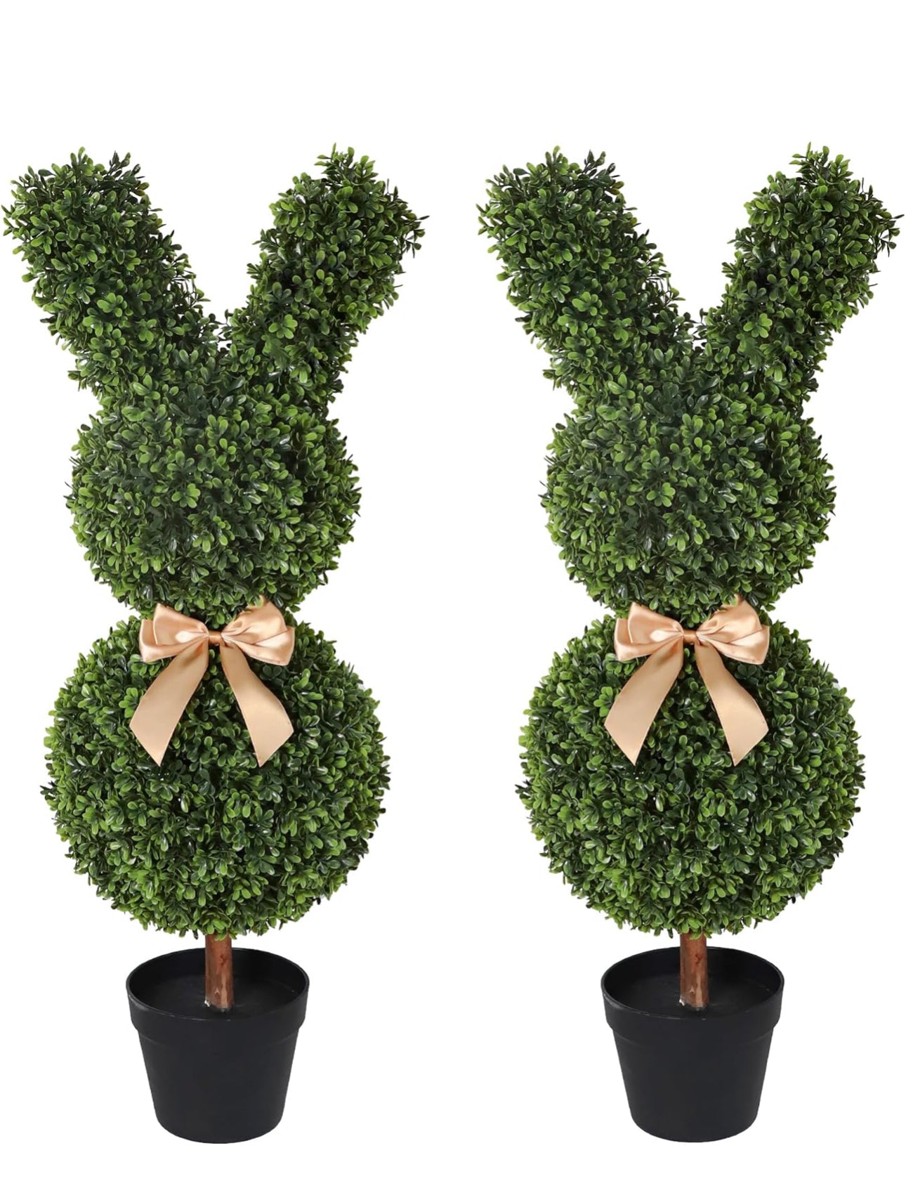 Artificial Bunny-Shaped Topiary Tree 35'' UV-Resistant Faux Boxwood Topiary Plant for Porch Decor or Indoor