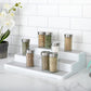 Smart Design 3-Tier Plastic Spice Rack - Non-Slip Lining and Feet - BPA Free - Cupboard, Jars, Cans, Cabinet, Countertop, Pantry, Storage, Kitchen Organizer - White with Gray