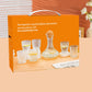 MHome 7-Piece Hammered Borosilicate Glass Water Set with Bamboo Lid – 1.6L Pitcher & 6 Glasses
