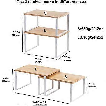 MHome Stackable Cabinet Organizer Shelf Set of 2 for Kitchen Counter Storage