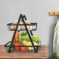 Metal Fruit Basket Portable Kitchen Storage Table Shelf Suitable For Fruits And Vegetables Home Cosmetics,2 Layer Black