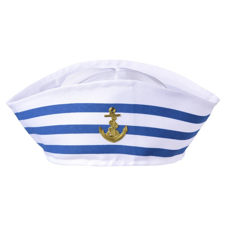 Navy Hat Blue And White Stripes Child Sailors Ship  Captain Hat With Anchor Sailor Cosplay