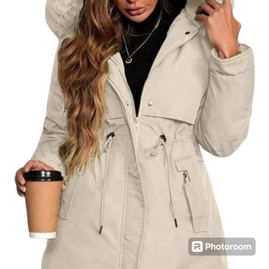 Ladies Hooded Faux Fur Lined Parka Jacket - Various Colours