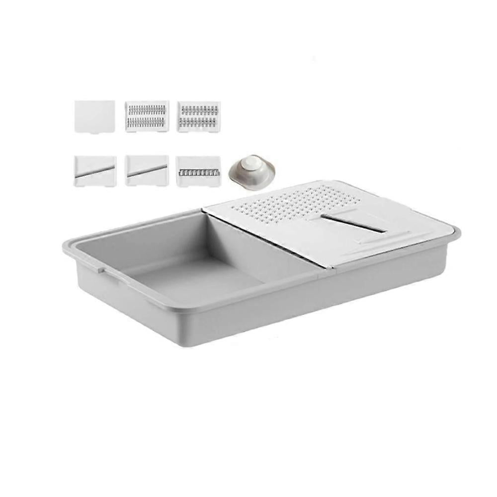 MHome 6-in-1 Multi-Functional Grater & Drainer Cutting Board | Chopping Board with Containers, Lids & Graters