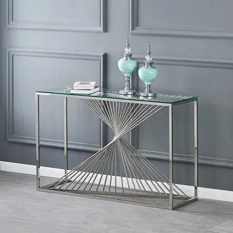 Glass Console Table Stainless Steel Frame