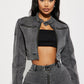 Ladies Washed Grey Denim 2pc Jacket/Jeans