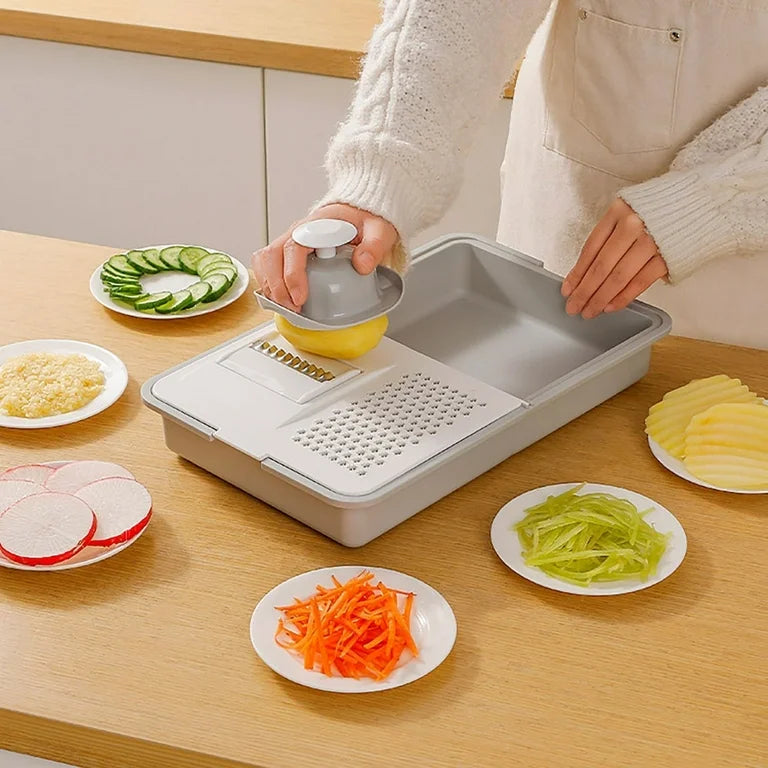 MHome 6-in-1 Multi-Functional Grater & Drainer Cutting Board | Chopping Board with Containers, Lids & Graters