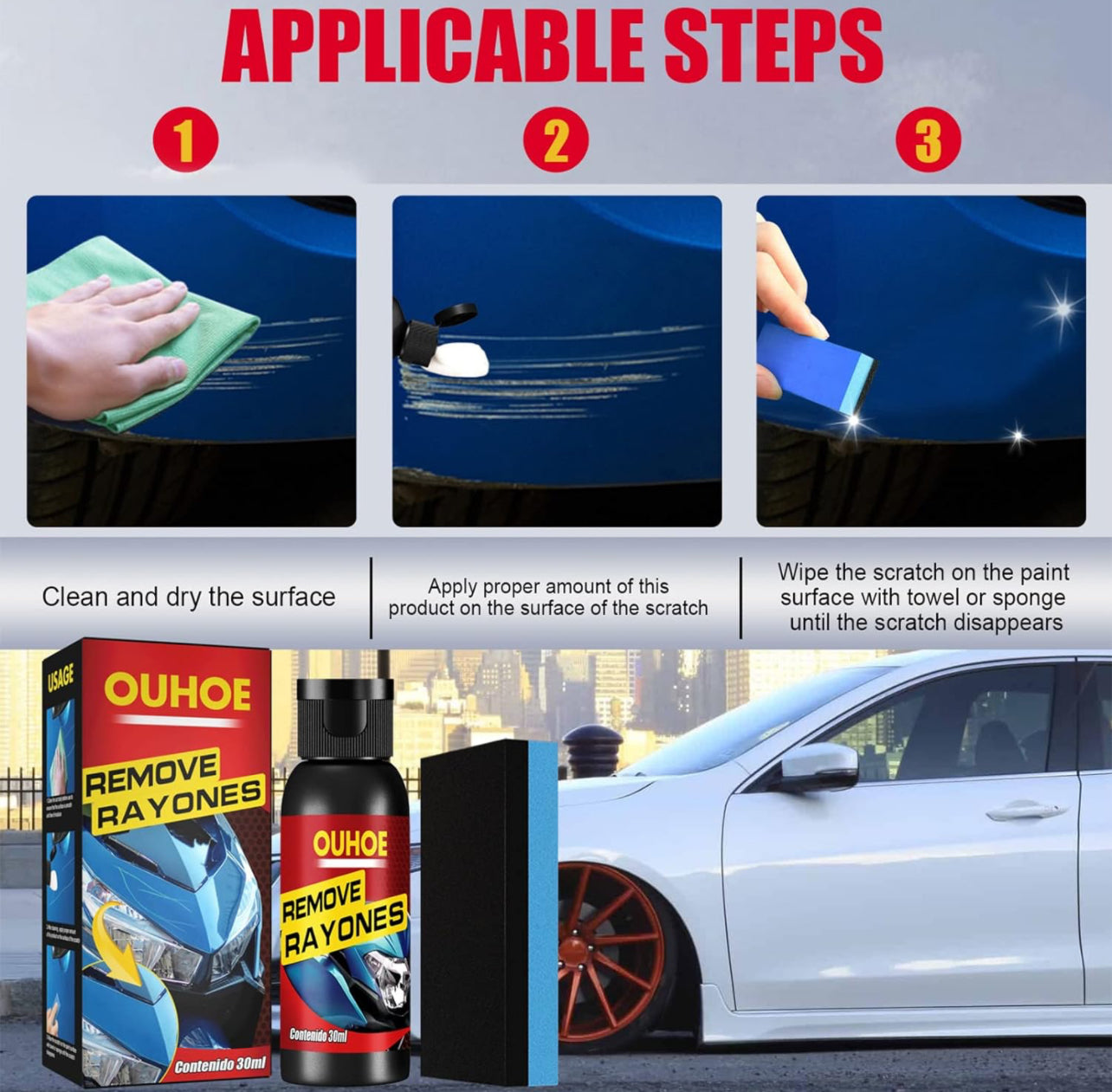 Car Scratch Remover, Scratch Remover Kit for Cars, Car Scratch Repair, Car Scratch Repair Kit, Car Paint Scratch Repair, Easily Repair Paint Scratches, Car Surface Slight Scratch Repair