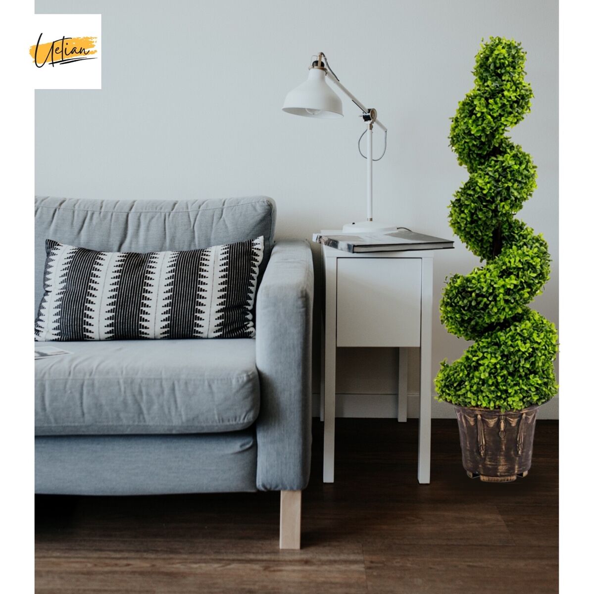 Artificial Boxwood Spiral Topiary Tree Plant Twisted Indoor Or Outdoor Decor