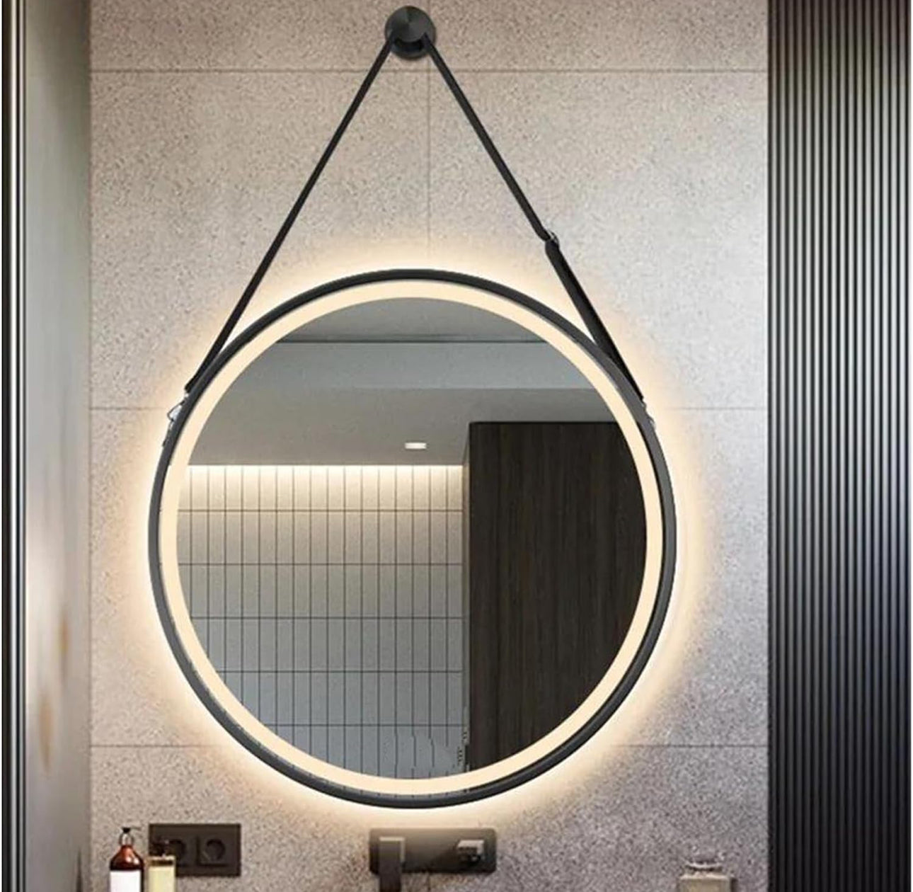 Modern Round Illuminated LED Mirror Touch Sensor With Strap 60cm - Various Options